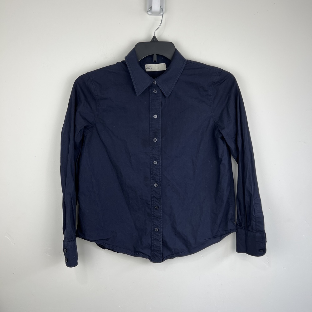 Tory Burch Blue Cotton Button Down Womens Size: 4